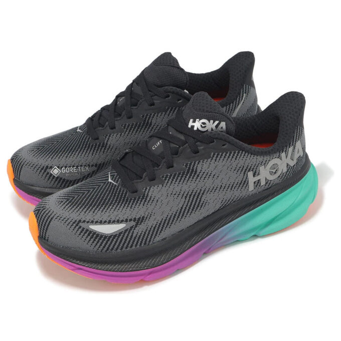 (WMNS) Clifton 9 Gore-Tex «Black Electric Aqua»